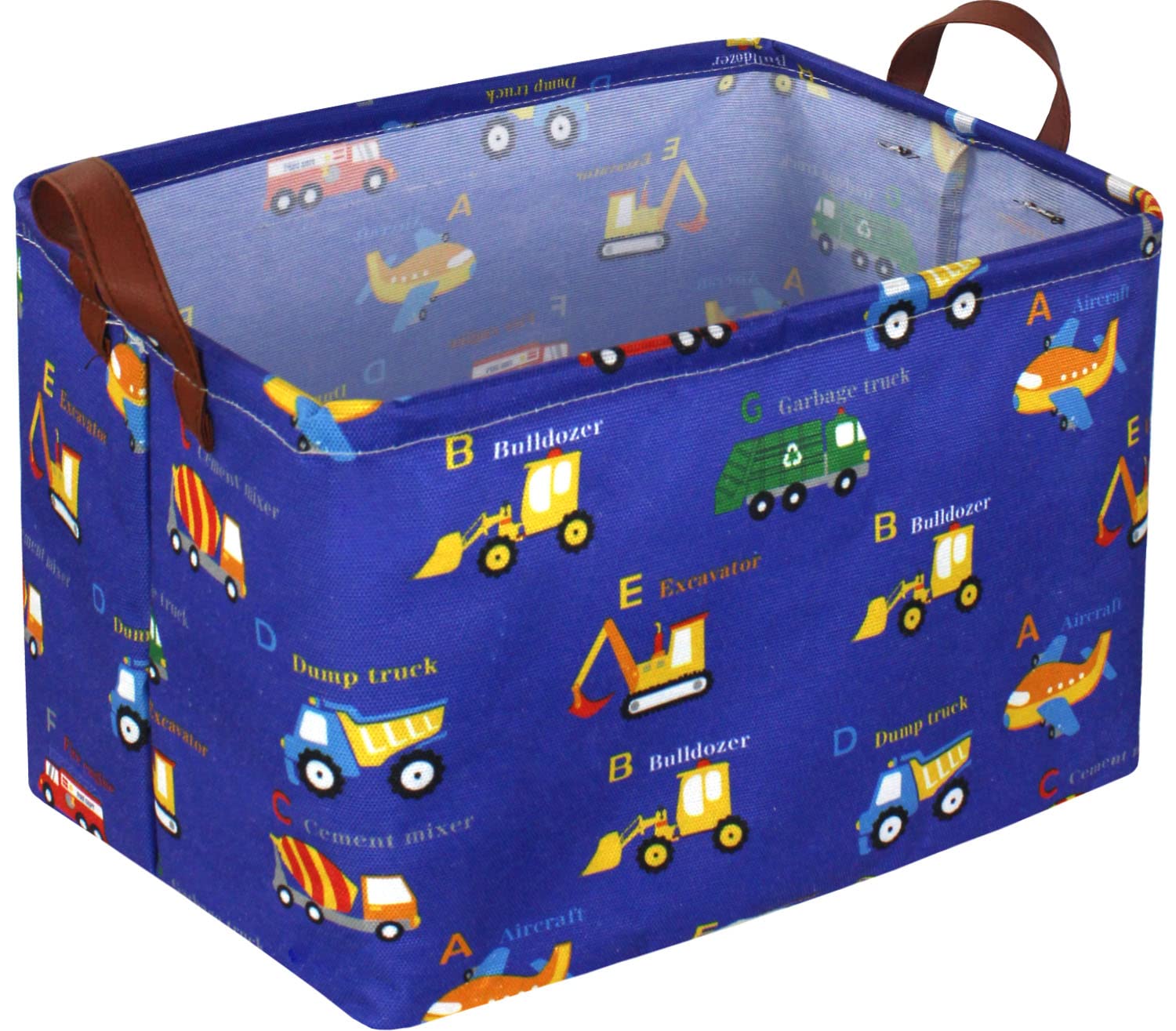 Essme Rectangular Kids Storage Bins,Car Storage Basket With Handles For Boys Room Decor,Shelf Basket,Toy Organizer(Vehicle)