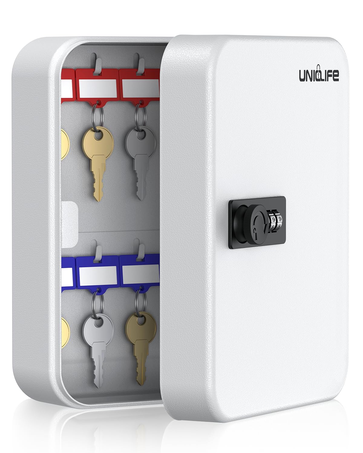 Uniclife 20 Position Key Cabinet With Combination Lock Resettable White Digital Security Storage Box Steel Key Organizer With Co