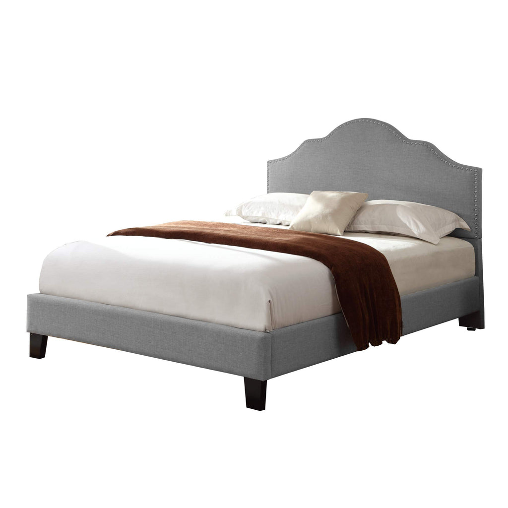 Wallace & Bay Kirby Upholstered Bed with Nailhead, Full, Gray