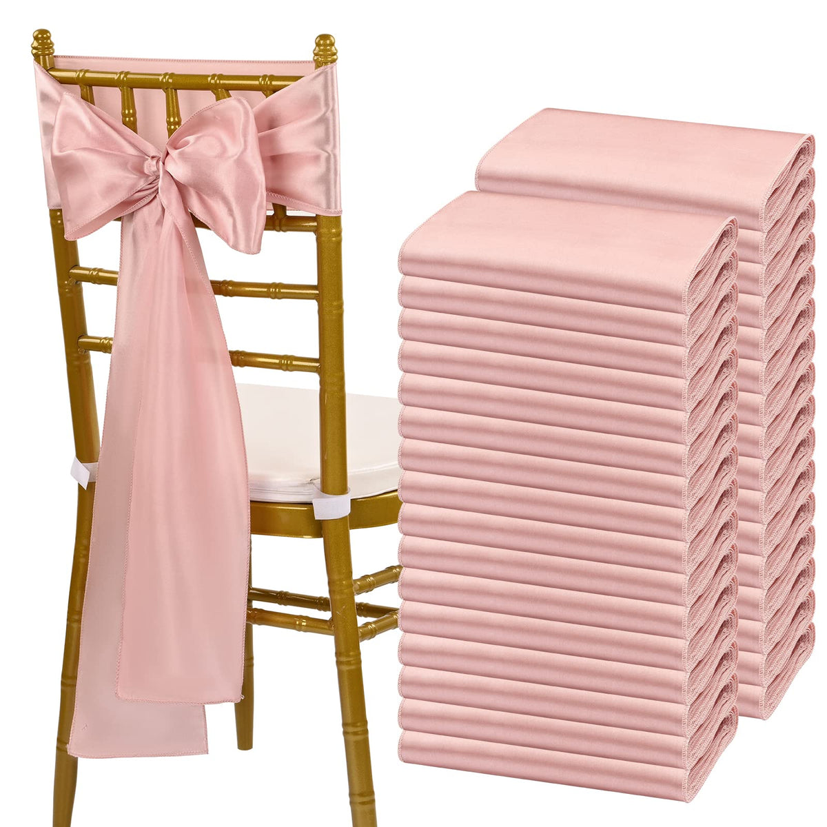 Fani 60 Pcs Satin Chair Sashes Bows Universal Chair Cover For Wedding Reception Restaurant Banquet,Party,Hotel Event Decorations