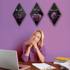 3 Pcs Purple Wall Decor Inspirational Purple Rose Bathroom Decor Wooden Purple Wall Art Office Wall Decor With Accept Let Go Hav