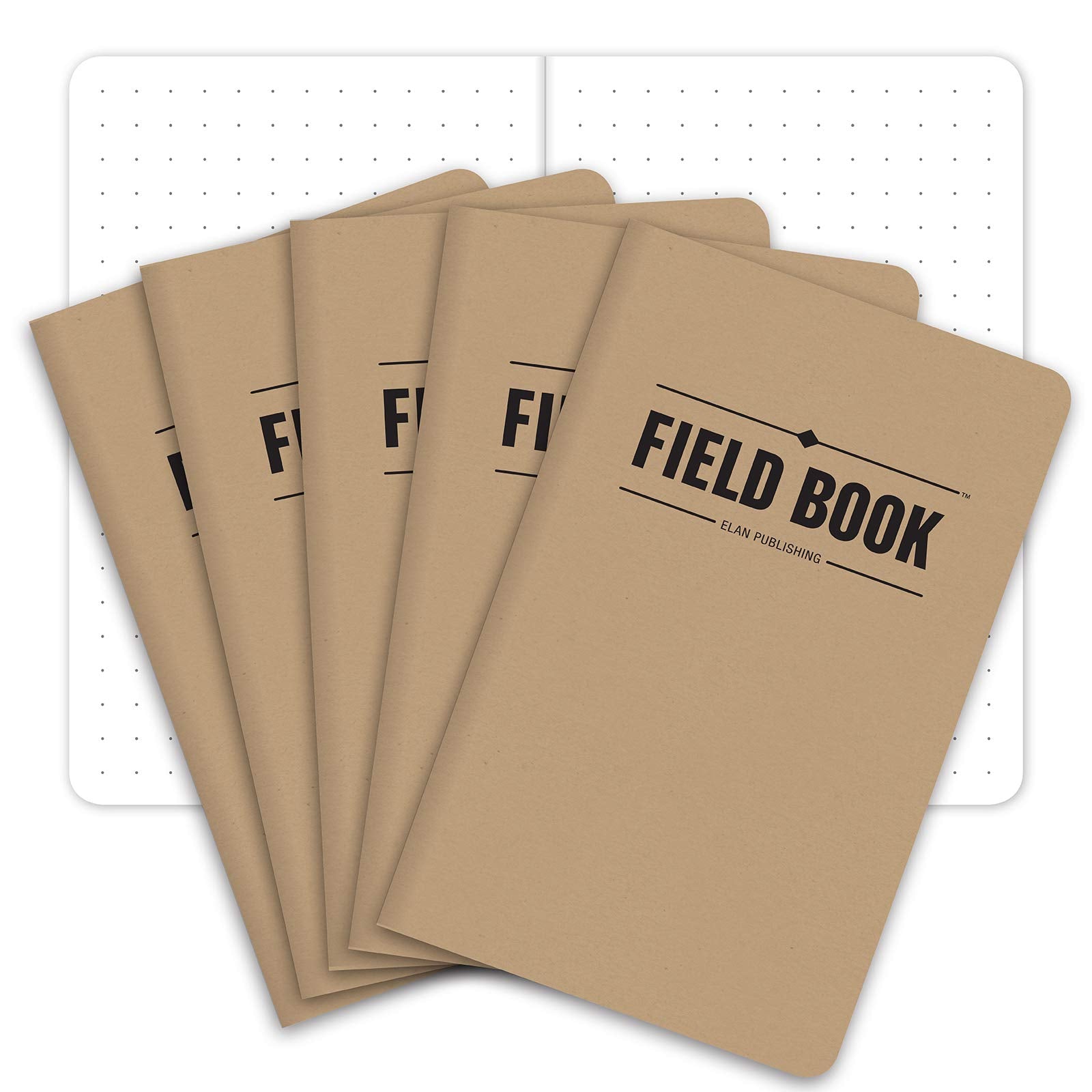Field Notebook/Pocket Journal - 3.5'X5.5' - Kraft - Dot Graph Memo Book - Pack Of 5