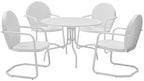 Crosley Furniture Griffith 5-Piece Outdoor Dining Set for 4, Retro Metal Round Patio Table and Chairs, White