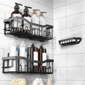 Mk home Stainless Steel Shower 3 in 1 Caddy Wall Mount Bathroom Shelf No Drill Adhesive Storage Rack Multi Tier Organizer for Ki