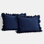 Lush Decor Reyna Ruffle Comforter Set - 3 Piece Cozy Ruffled Bedding Set - Timeless Elegance And Comfort For Bedroom - King, Nav