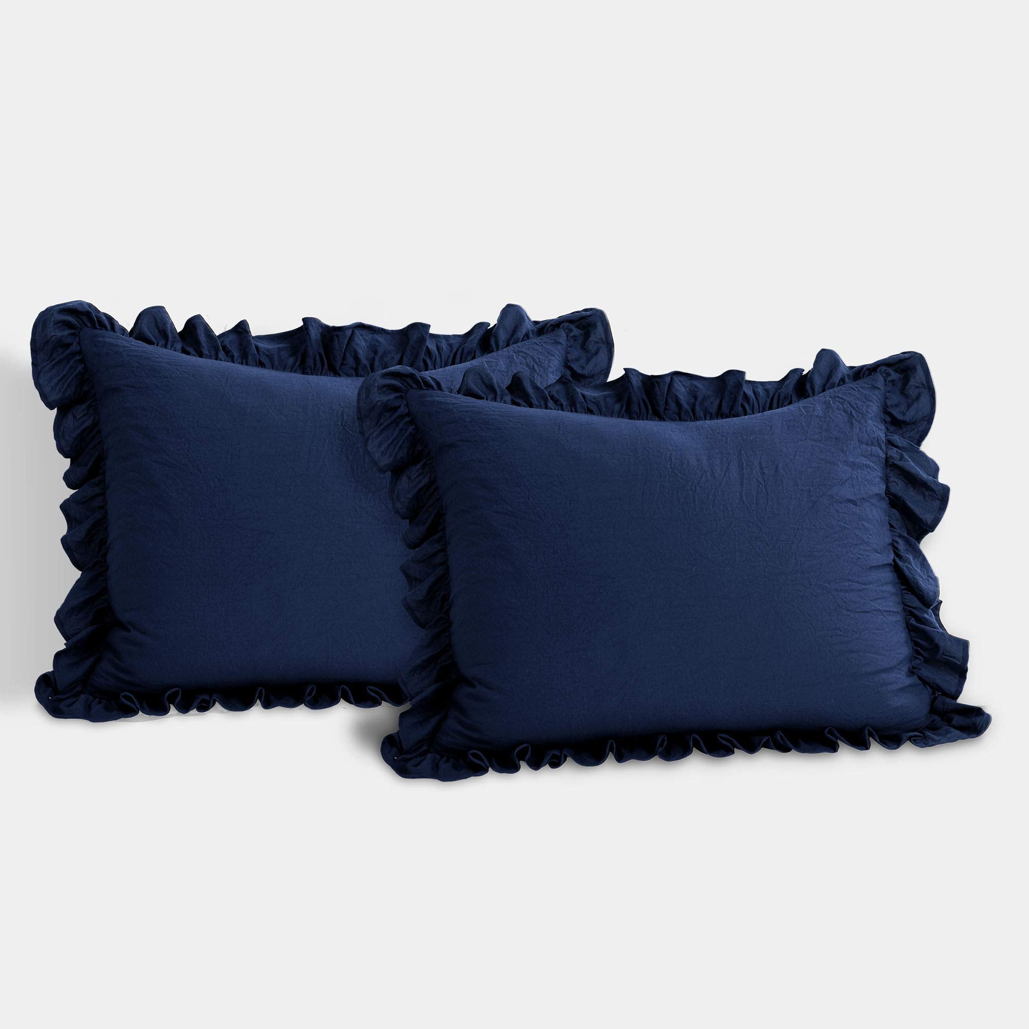 Lush Decor Reyna Ruffle Comforter Set - 3 Piece Cozy Ruffled Bedding Set - Timeless Elegance And Comfort For Bedroom - King, Nav
