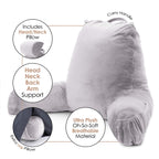Nestl Reading Pillow Large Bed Pillow, Back Pillow For Sitting In Bed Shredded Memory Foam Chair Pillow, Reading & Bed Rest Pillows Grey Lavender Back Pillow For Bed, Bed Chair Arm Pillow With Pockets