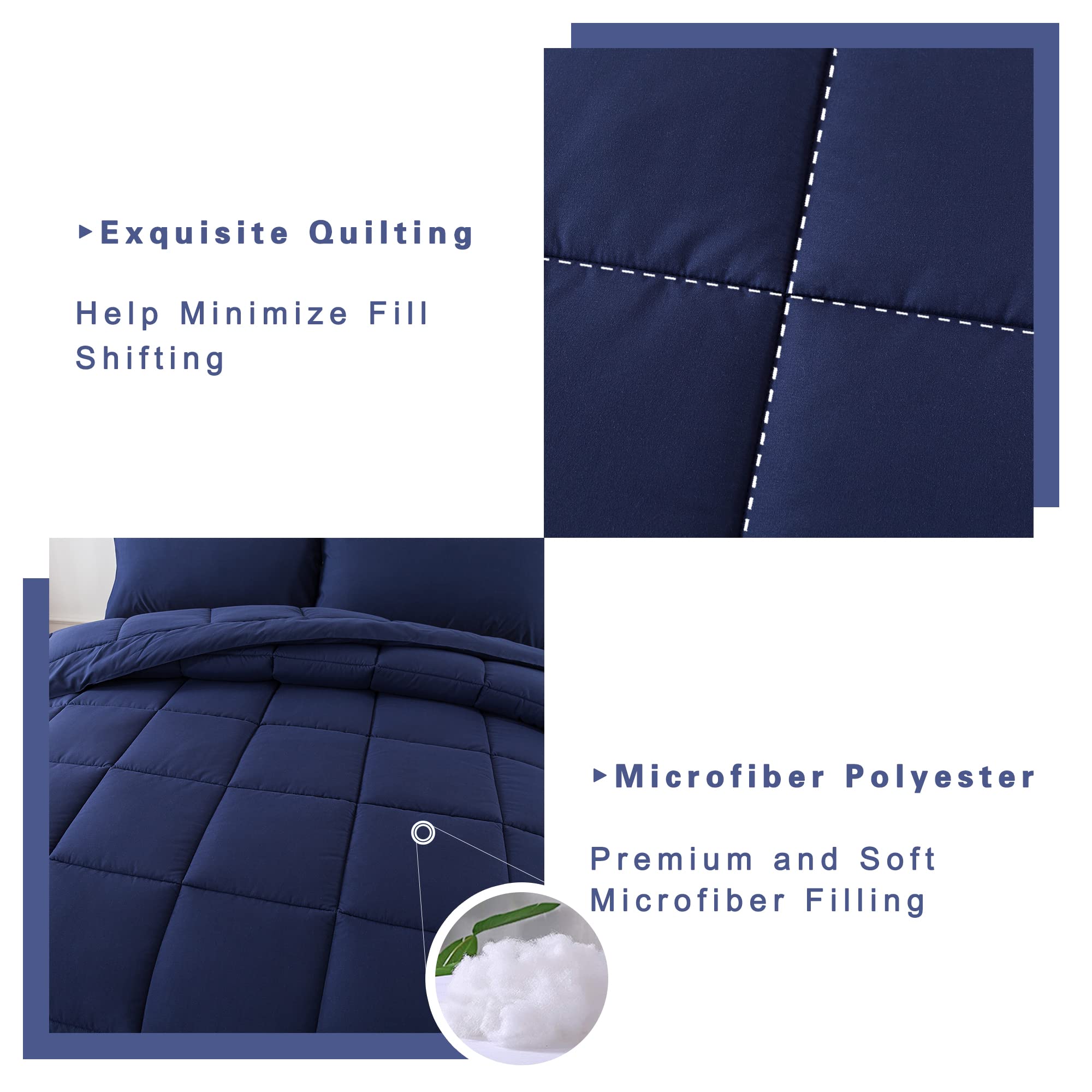 Downcool Queen Comforter Set -All Season Bedding Comforters Sets With 2 Pillow Cases -3 Pieces Bedding Sets Queen -Down Alternat