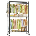 Neatrays Rolling Clothes Rack for Hanging Clothes, 47.2x 11.8x 79 Large Capacity Garment Rack with Double Rods & 3 Wire Shelv