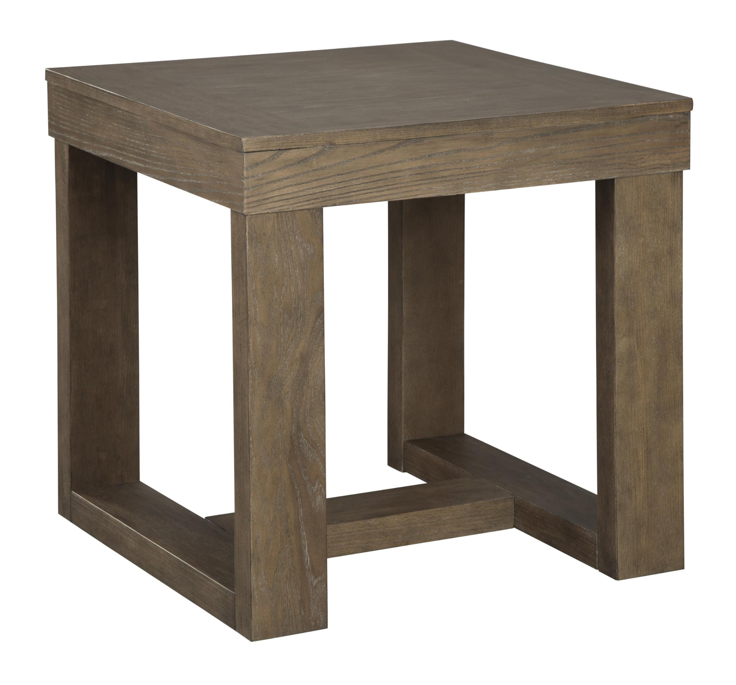 Benjara Grained Wooden Frame End Table With Trestle Base, Brown