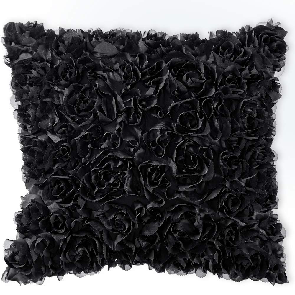 Miulee 3D Decorative Romantic Valentines Stereo Chiffon Rose Flower Throw Pillow Cover Solid Pillowcase For Girl Women Wedding S