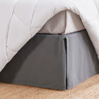 Sleep Zone Anti-Static Pleated Bed Skirts King Size, 15 Inch Tailored Drop Easy Fit Bedskirt, Fade Resistant (King, Grey)