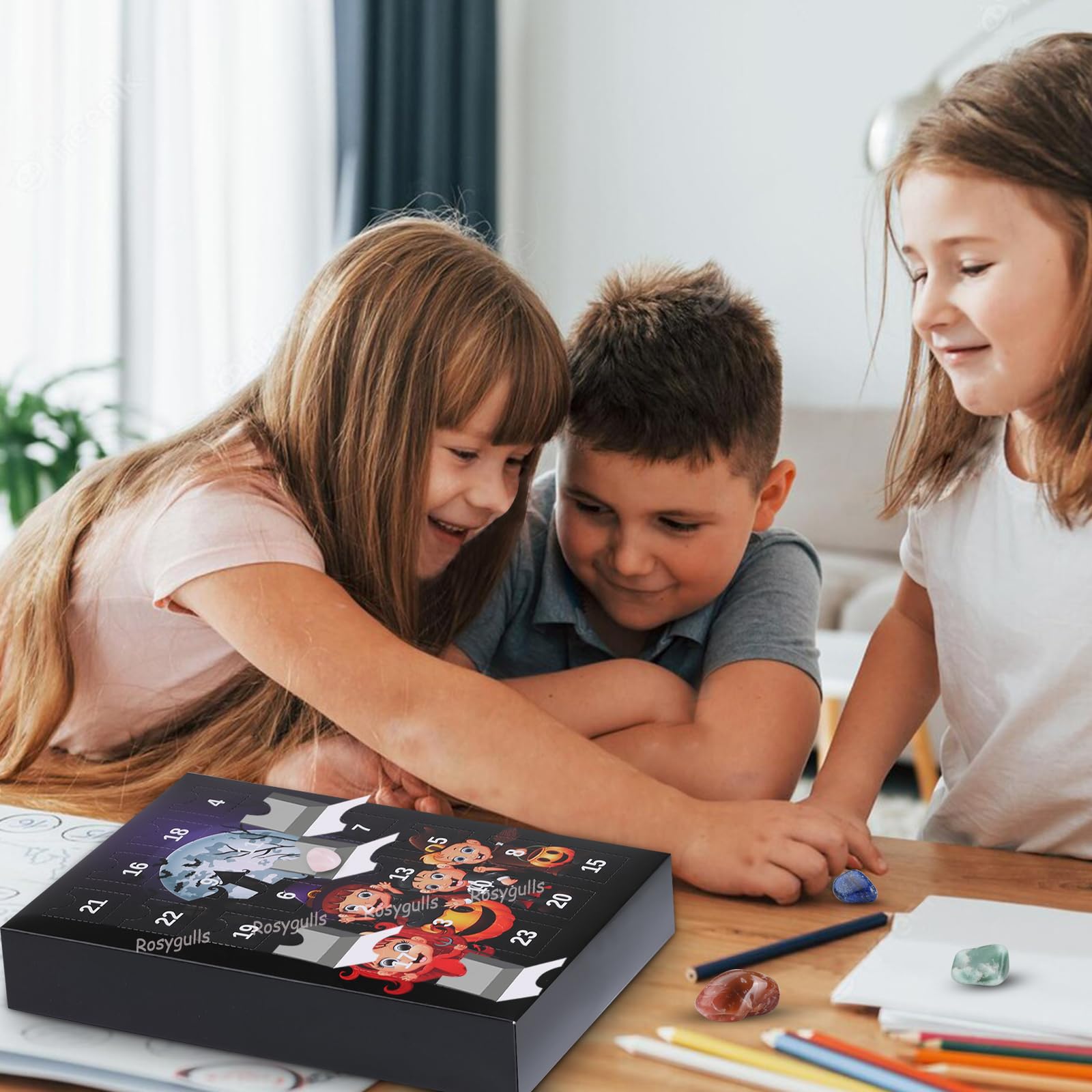 Halloween Advent Calendar 2024,24 Day Countdown Calendar Contains 24 Stones,Halloween Advent Calendar With Exquisite Crystals,Cr