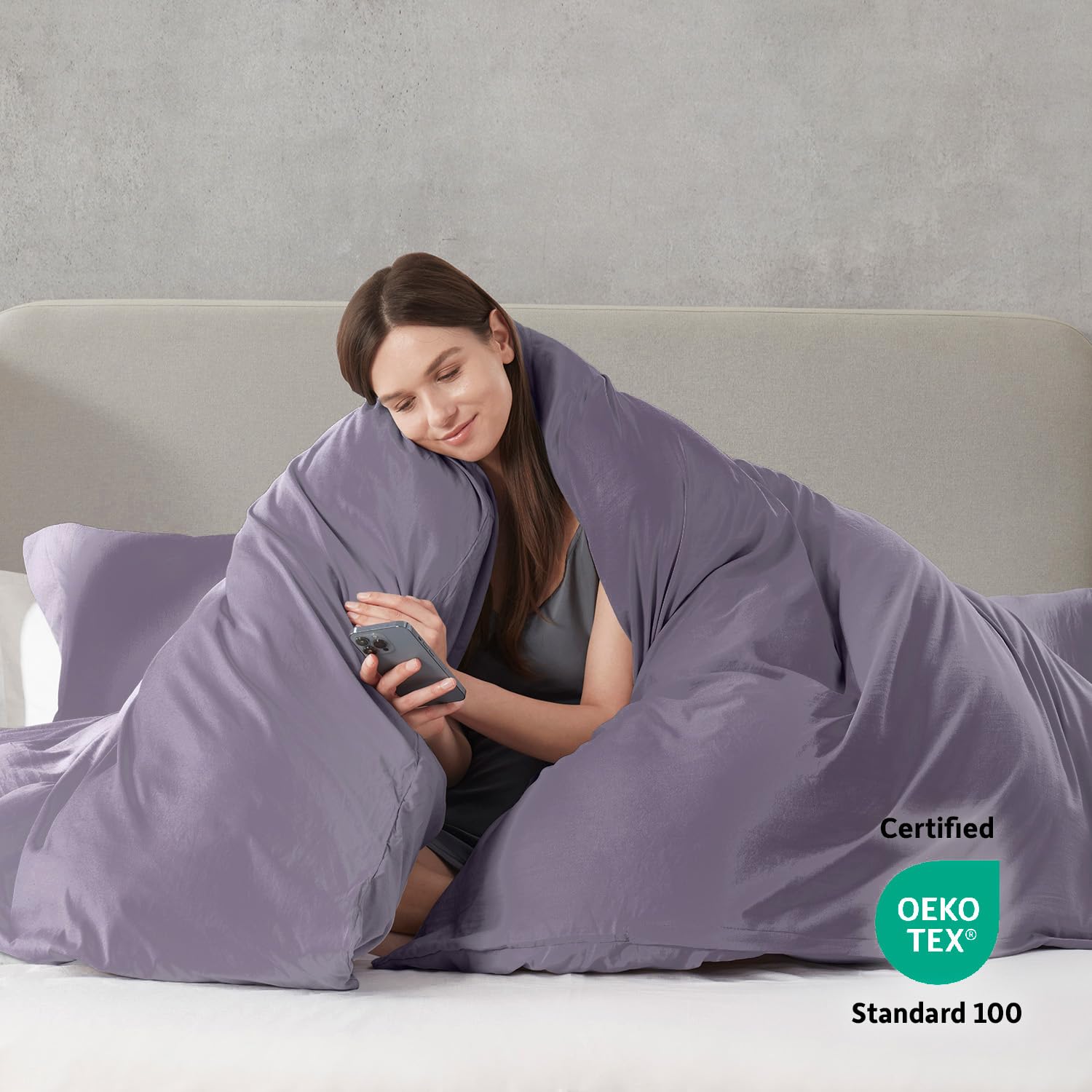 Nestl Grayish Purple California King Duvet Cover Sets - Soft Prewashed Cal King Duvet Cover, 3 Piece, With Zipper Closure, 1 Duvet Cover 104X98 Inches And 2 Pillow Shams - No Comforter