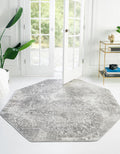Unique Loom Sofia Collection Area Rug - Grand (4 1 Octagon, Light Gray/ Ivory)