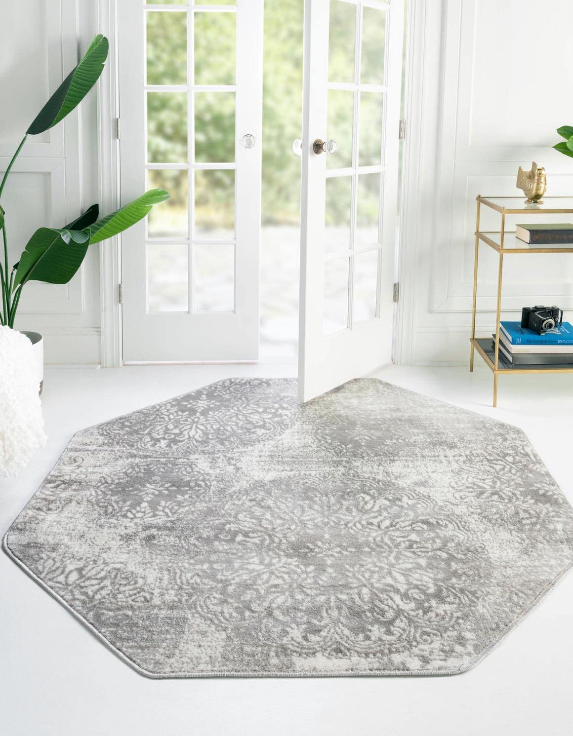 Unique Loom Sofia Collection Area Rug - Grand (5 1 Octagon, Light Gray/ Ivory)
