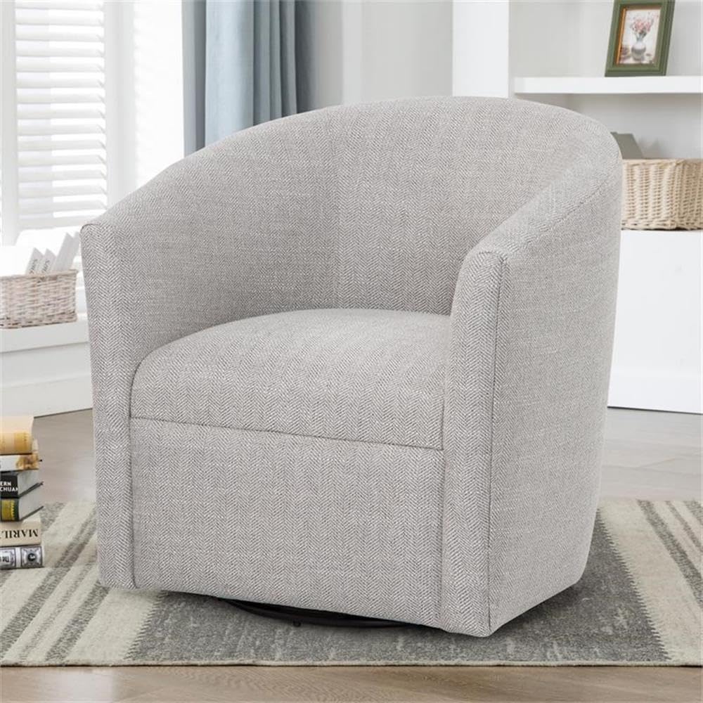 Comfort Pointe Lynton Sea Oat Beige Polyester Fabric Swivel Accent Chair