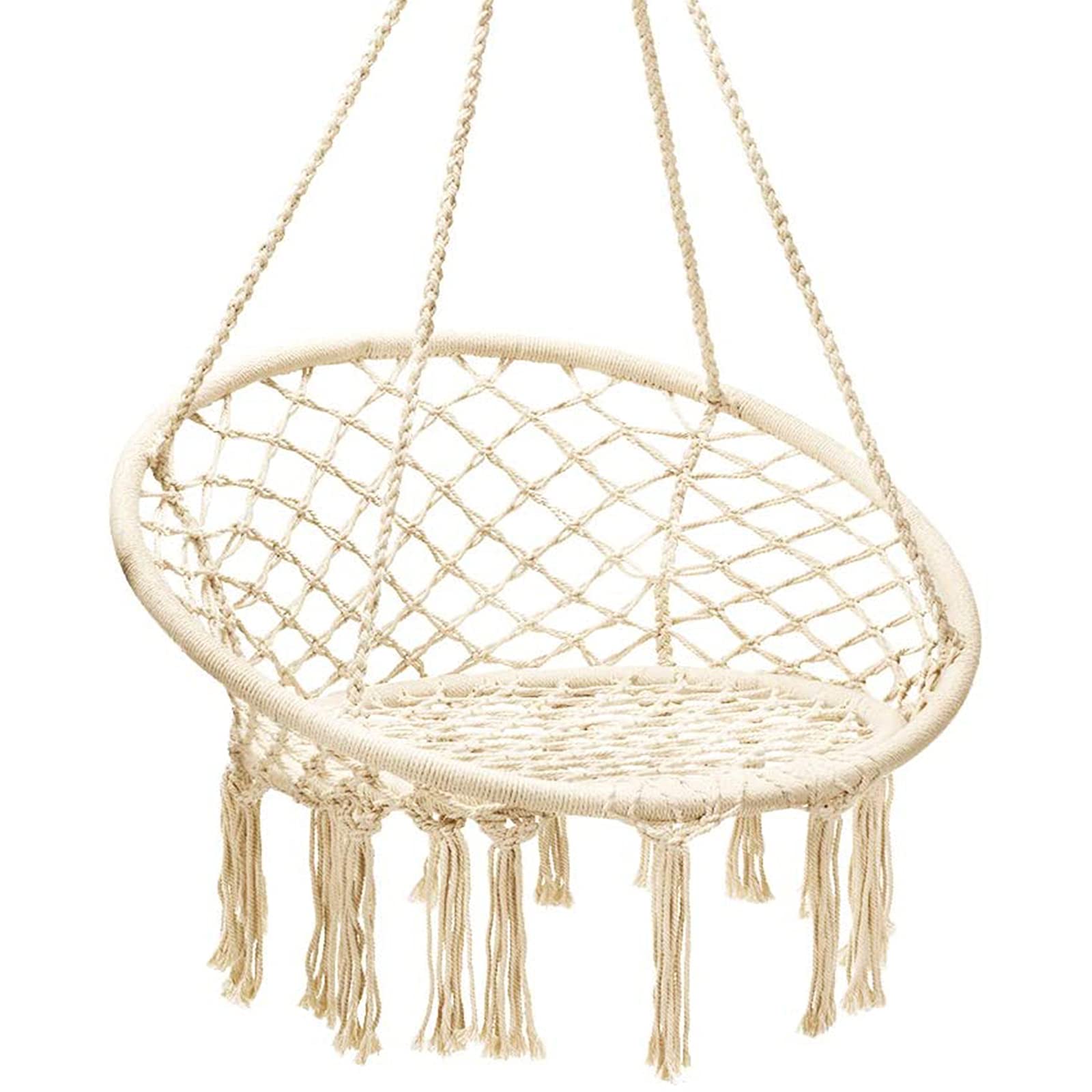 Giantex Hanging Hammock Chair, Macrame Hanging Chair 330 Pounds Capacity, Cotton Rope Handwoven Tassels Porch Swing Chair For Be
