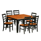 East West Furniture PARF7-BCH-W 7 Piece Kitchen Table Set Consist of a Square Dining Table with Butterfly Leaf and 6 Dining Room Chairs, 54x54 Inch, Black & Cherry