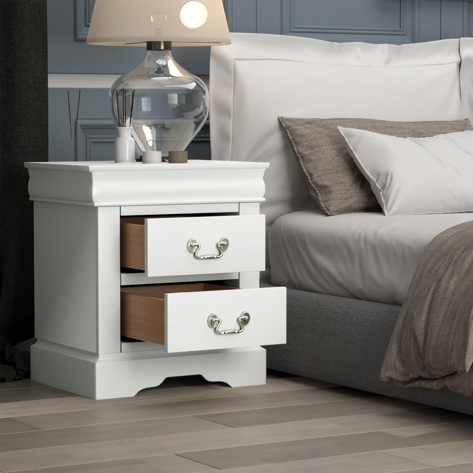 Acme Louis Philippe III Nightstand in White