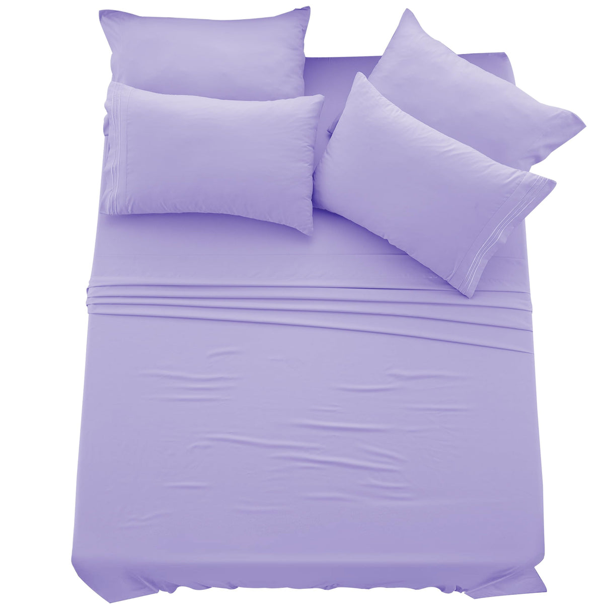 Ldc California King Sheet Set - 6 Pc Brushed Microfiber Bed Sheets 16 Inches Deep Pockets - Embroidered & Plain Pillowcases - Ho