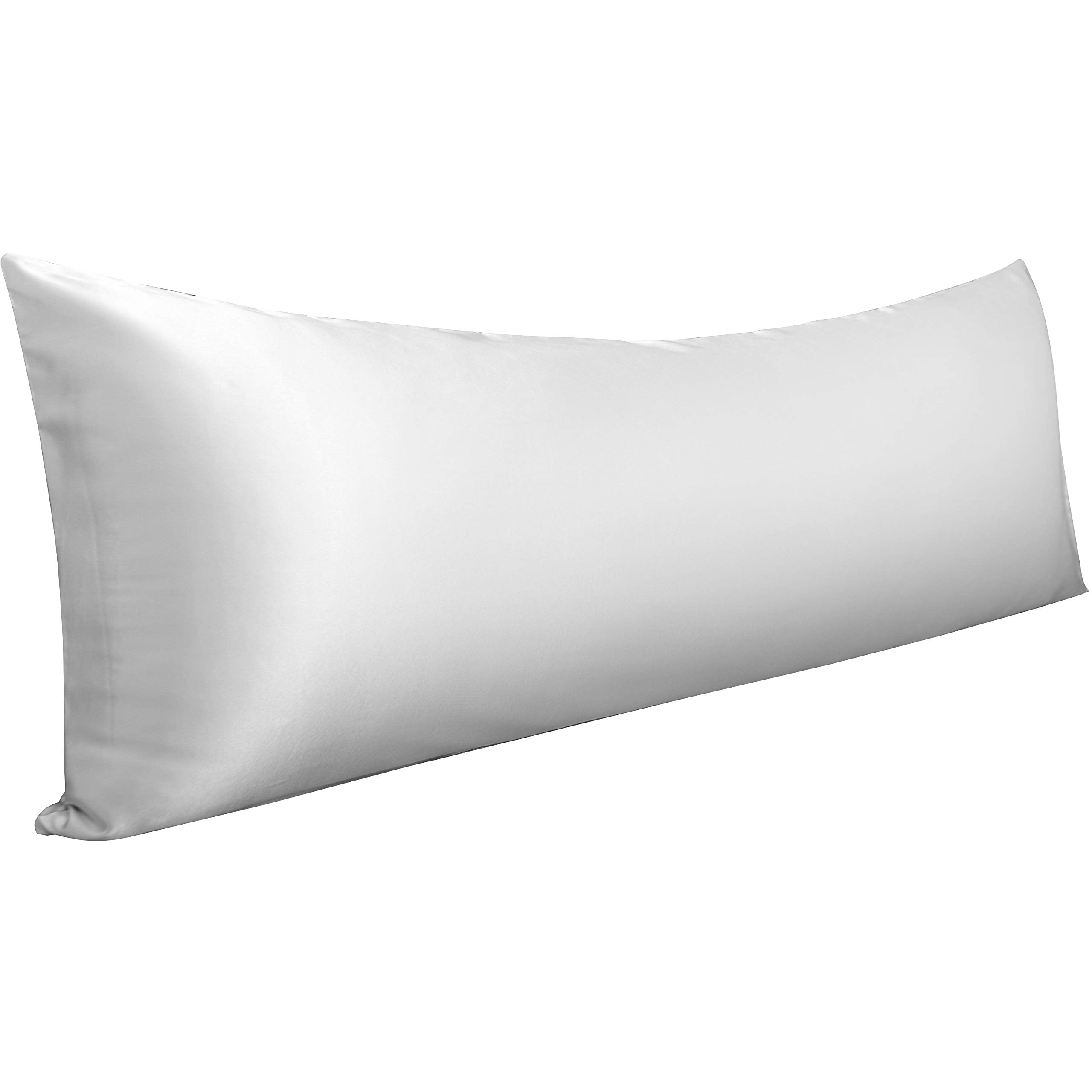 Ntbay Satin Body Pillowcase For Hair And Skin, Luxurious And Silky Pillow Case With Envelope Closure, 20X54 Inches, Silver Grey