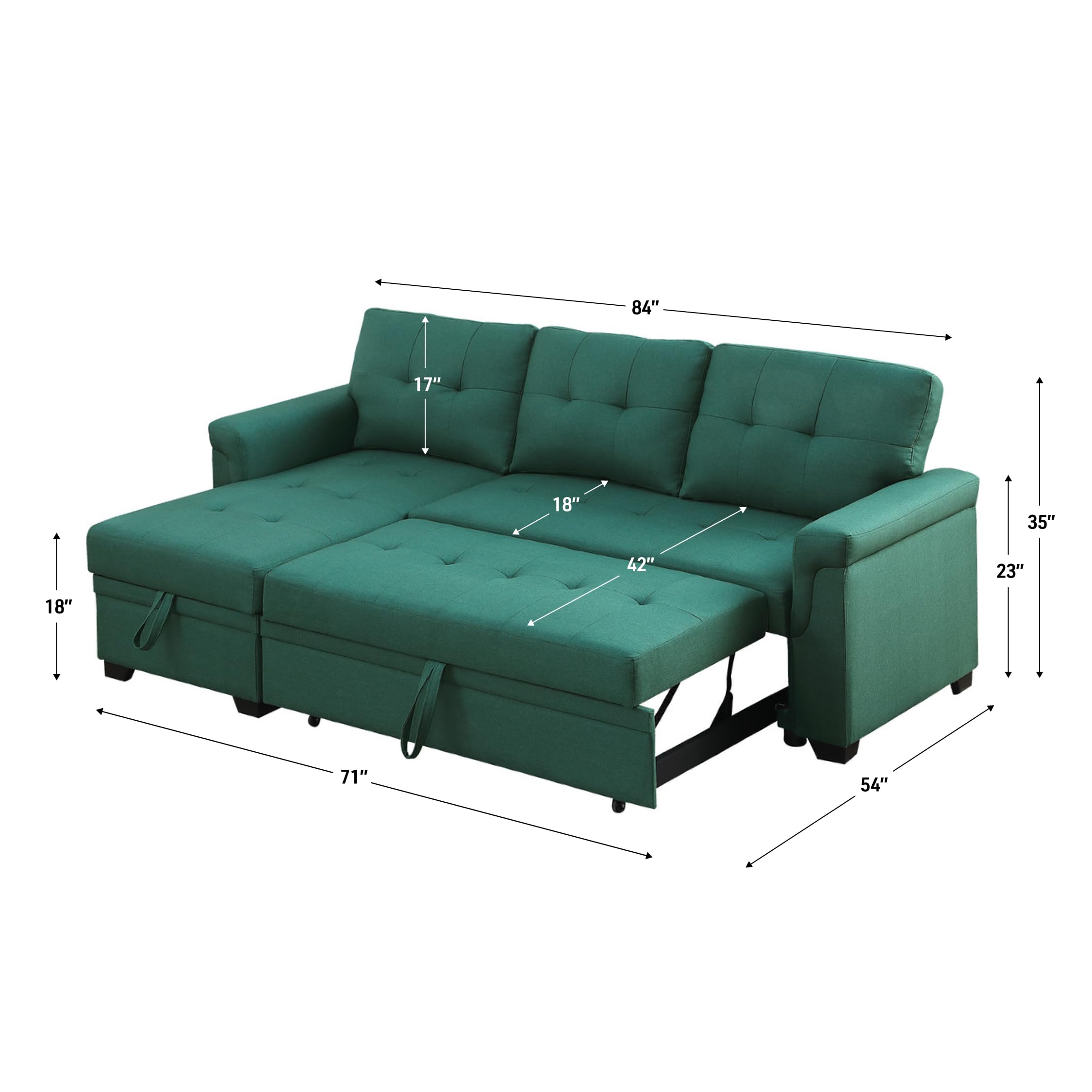 Lilola Home Lucca Sectional Sleeper Sofa - Thumbnail 5