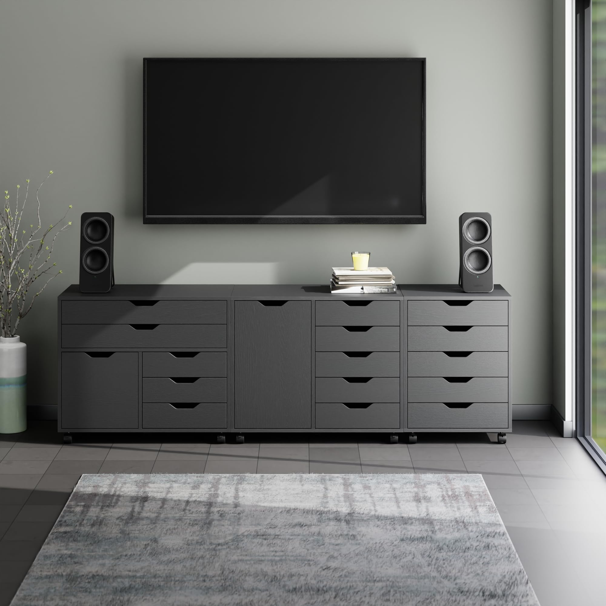 Winsome Wood Halifax 3-Pc Storage Cabinet Set, Black