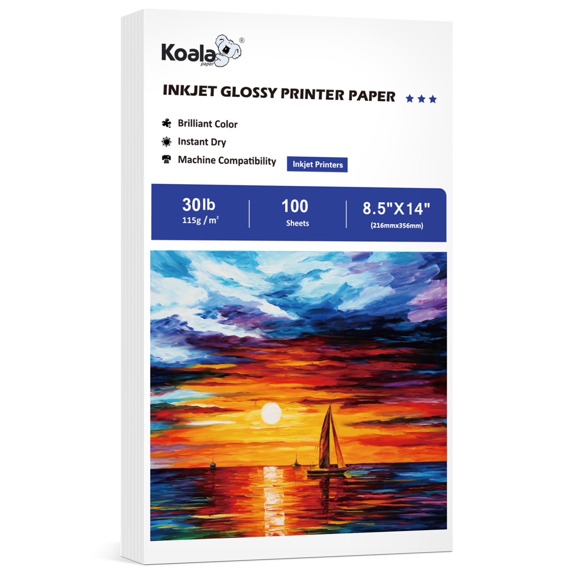 Koala Glossy Thin Inkjet Paper 8.5X14 Inches 100 Sheets 30Lb Legal Size Printer Paper Compatible With Inkjet Printer Use Dye Ink