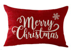 Feleniw Happy Winter Snowflakes Merry Christmas Throw Pillow Cover Cushion Case Cotton Linen Material Decorative Lumbar 12X20 In