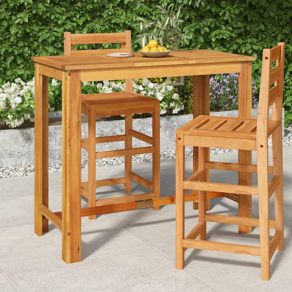 Vidaxl Outdoor Solid Wood Acacia Bar Table, Durable And Weather-Resistant With Oil Finish, Modern Design Patio Furniture, Size 47.2"X23.6"X41.3"