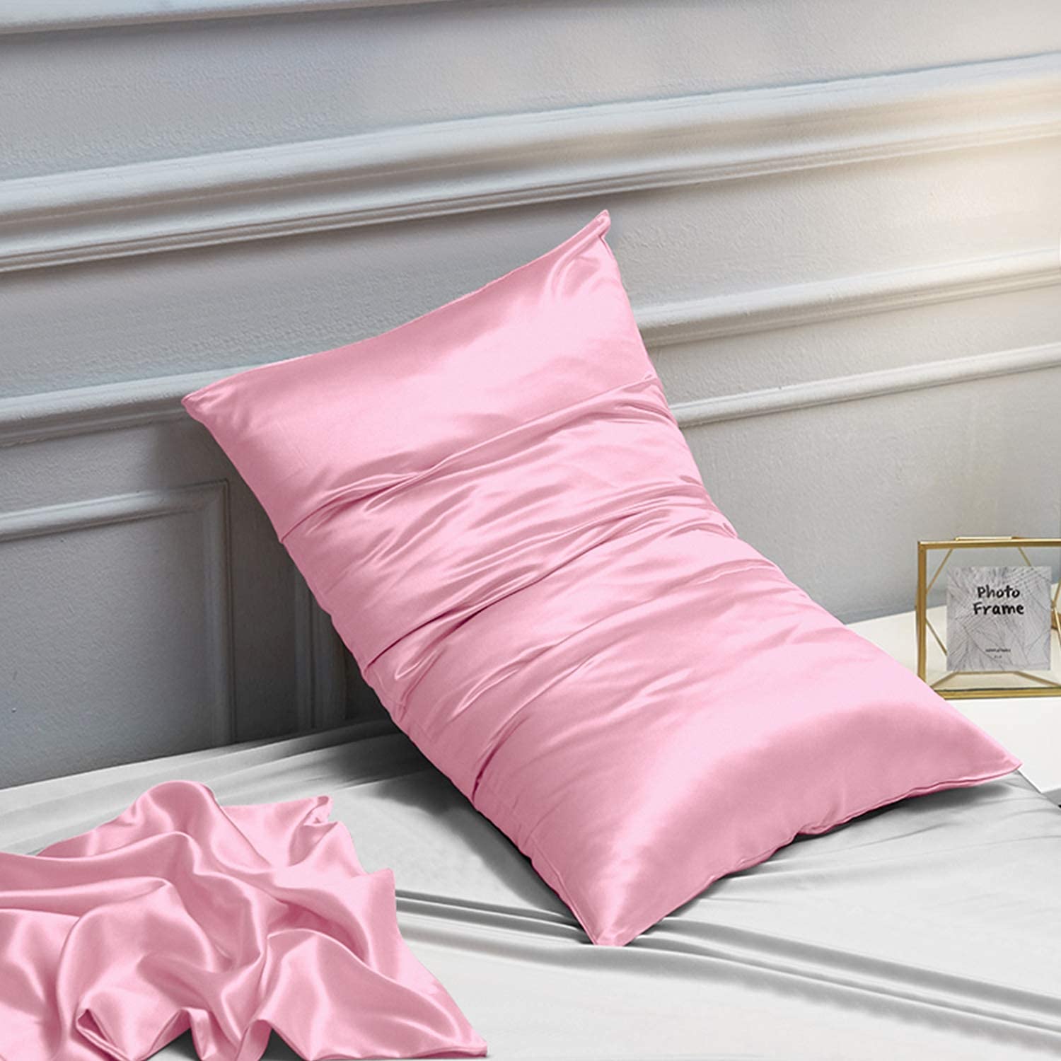 Ntbay 2 Pack Satin Queen Pillowcases For Hair And Skin, Luxurious And Silky Pillow Cases With Envelope Closure, 20X30 Inches, Pink