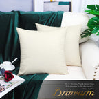 Brawarm Faux Leather Pillow Covers 18 X 18 Inches, Ivory White Leather Pillow Covers Pack Of 2, Crocodile Leather Decorative Thr