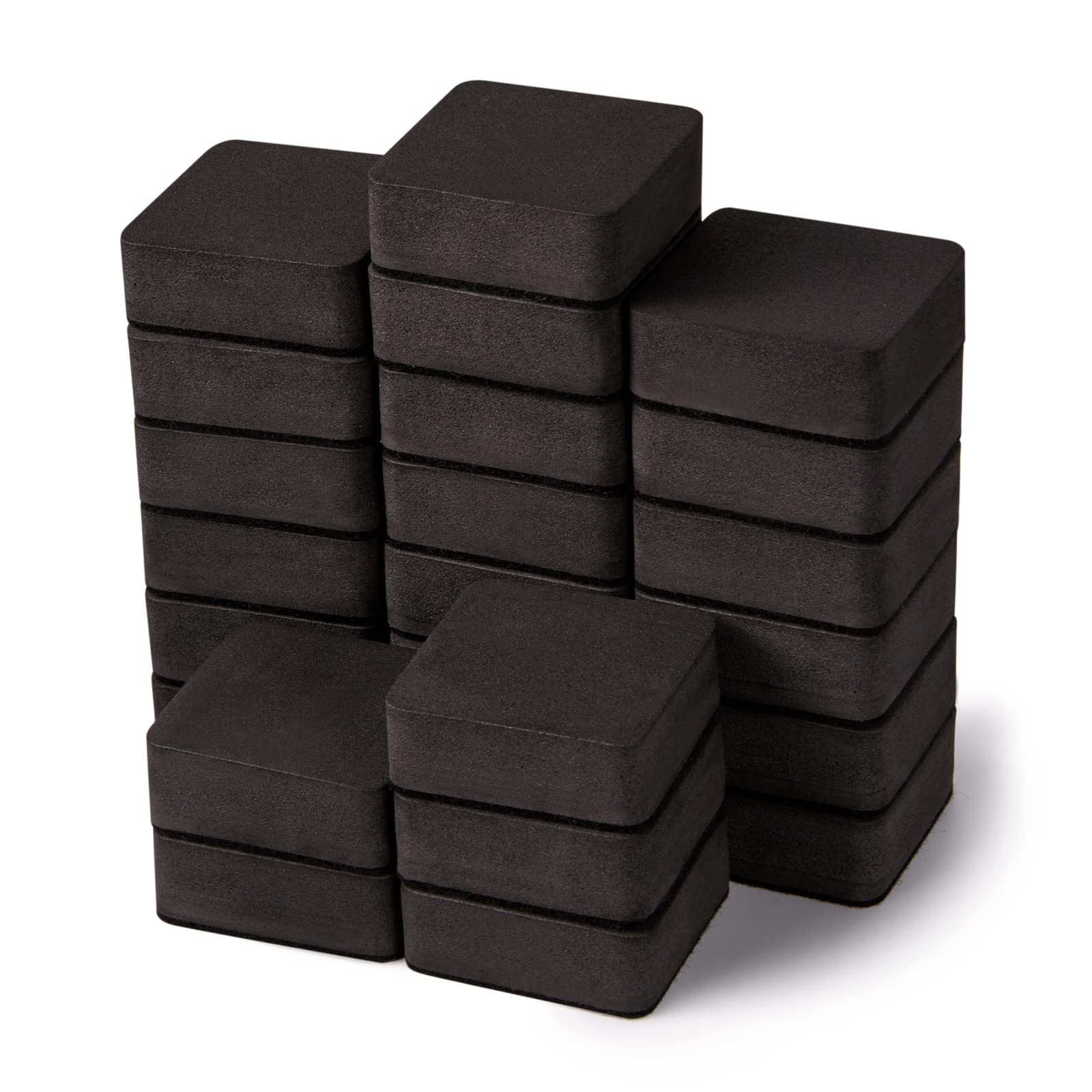 Favide 24 Pack Magnetic Whiteboard Dry Eraser Chalkboard Cleansers For Classroom, Home And Office (Square, Black)