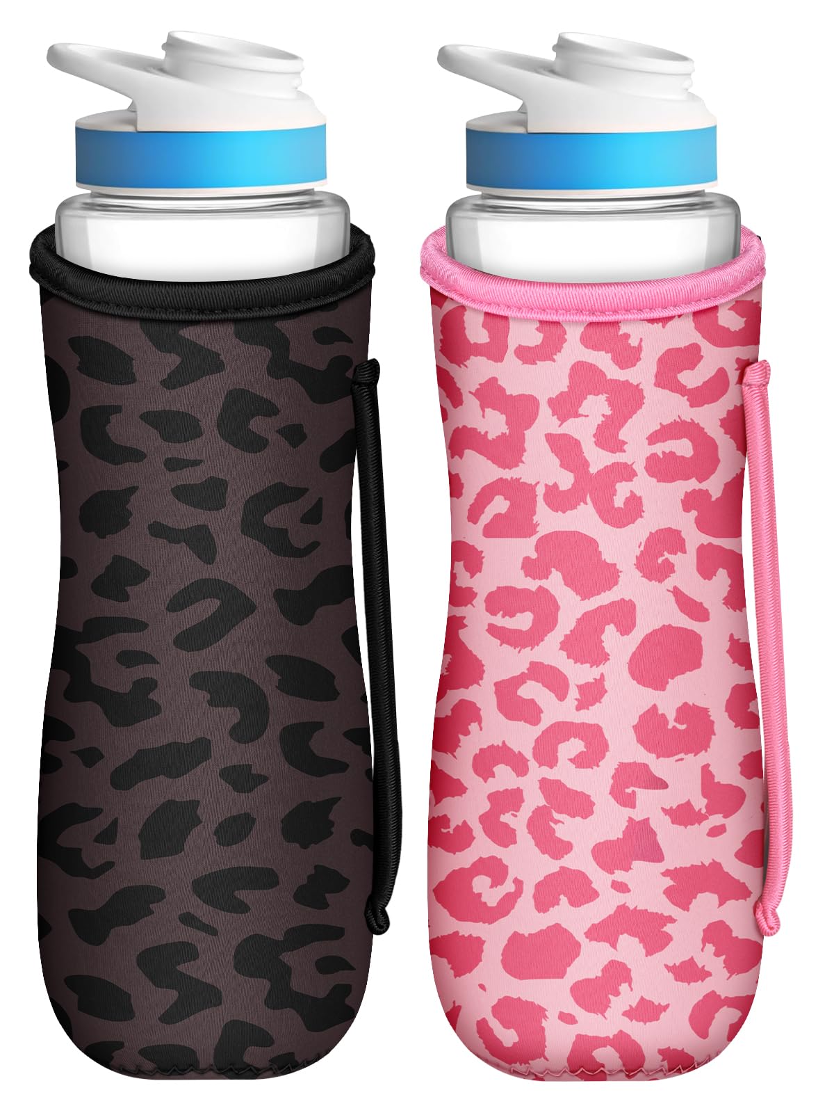 Toykee Water Bottle Sleeve For Cirkul 32 Oz - 2 Pack Bottles Cover Holder Carrier Bag With Side Handle Green Floral Blue Butterf