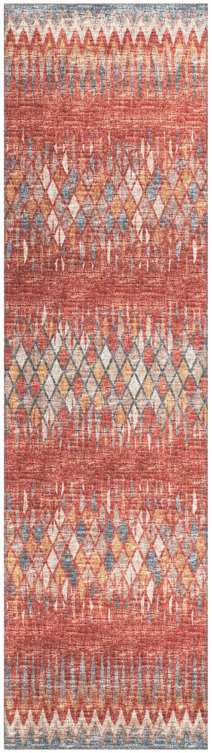 Addison Rugs Rylee Ary35 Red Washable 2'3&quot; X 7'6&quot; Indoor Outdoor Runner Rug, Easy Clean, Machine Washable, Non Shedding, Bedroom, Entry, Living Room, Dining Room, Kitchen, Patio Rug
