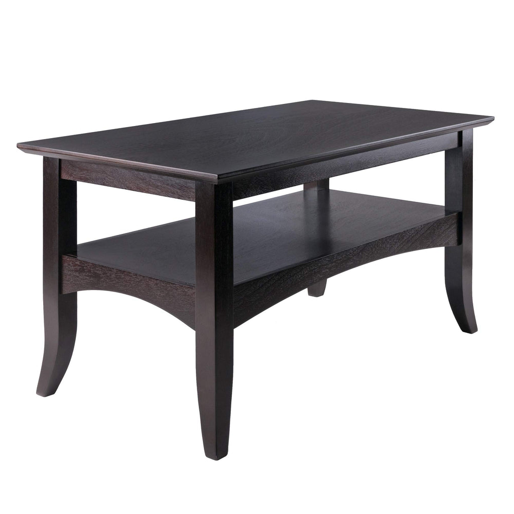 Ergode Wood Camden Coffee Table - Sophisticated Style, Durable Solid Wood, Spacious Surface & Lower Shelf for Storage, Coffee Finish, Easy Assembly.