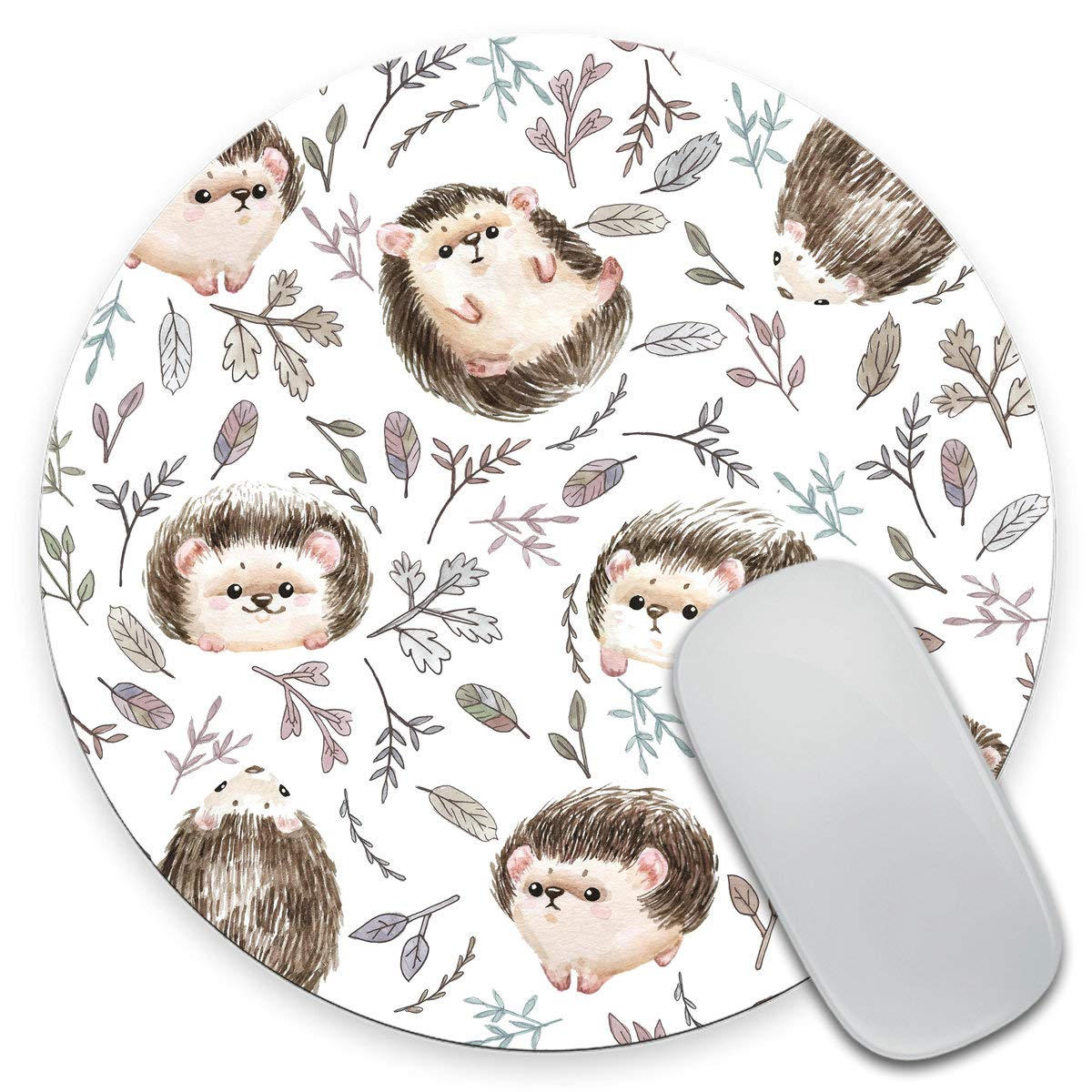 Amcove Round Mouse Pad Cute Baby Hedgehog Animal Mousepad Cubicle Decor Office Desk Accessories Office Supplies Desk Decor 7.9 X