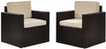 Crosley Furniture Palm Harbor 2-Piece Outdoor Chair Set, Wicker Patio Chairs for Conversation, Porch, Deck, Brown with Sand Cushions