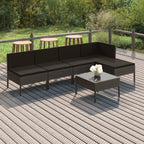 vidaXL Patio Lounge Set 6 Piece, Patio Furniture Set for Outside, Sectional Sofa with Cushions, Sofa, Farmhouse Modern, Poly Rattan Gray