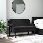 vidaXL 47 W Small Loveseat, Velvet Chesterfield Sofa with Button Tufting & Rolled Armrests for Small Spaces, 2 Seater Couch for Living Room & Bedroom, Black