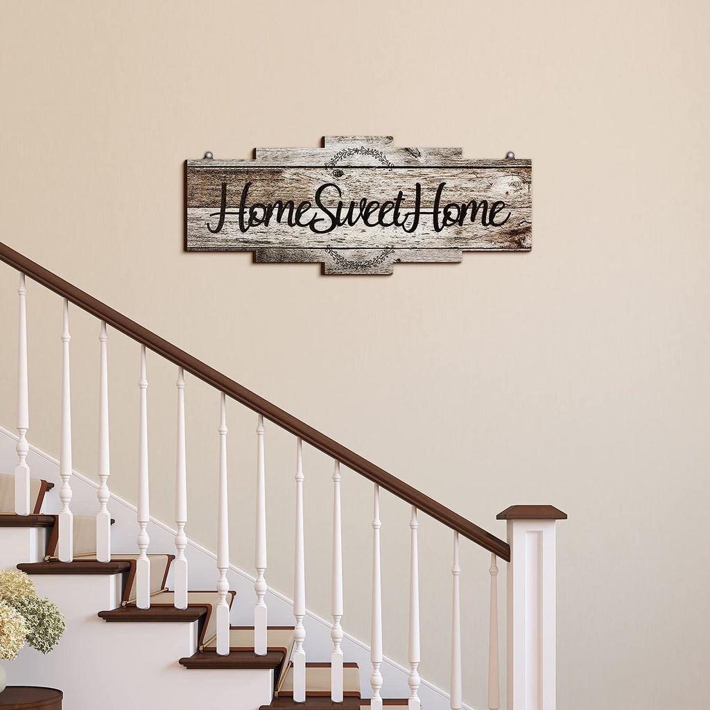 Jetec Home Sweet Home Sign, Rustic Wood , Large Farmhouse Home Plaque Wall Hanging Wooden Sign For Bedroom, Living Room, Wall, W