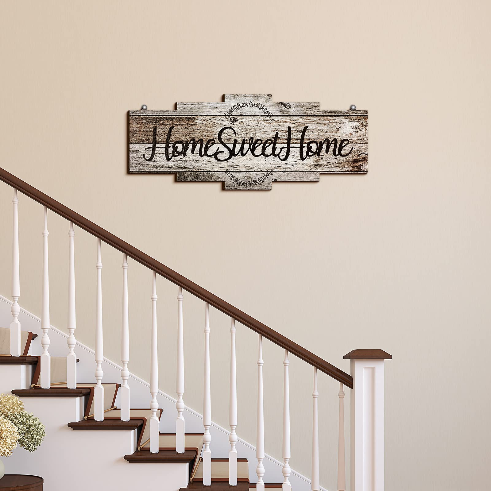 Jetec Home Sweet Home Sign, Rustic Wood , Large Farmhouse Home Plaque Wall Hanging Wooden Sign For Bedroom, Living Room, Wall, W