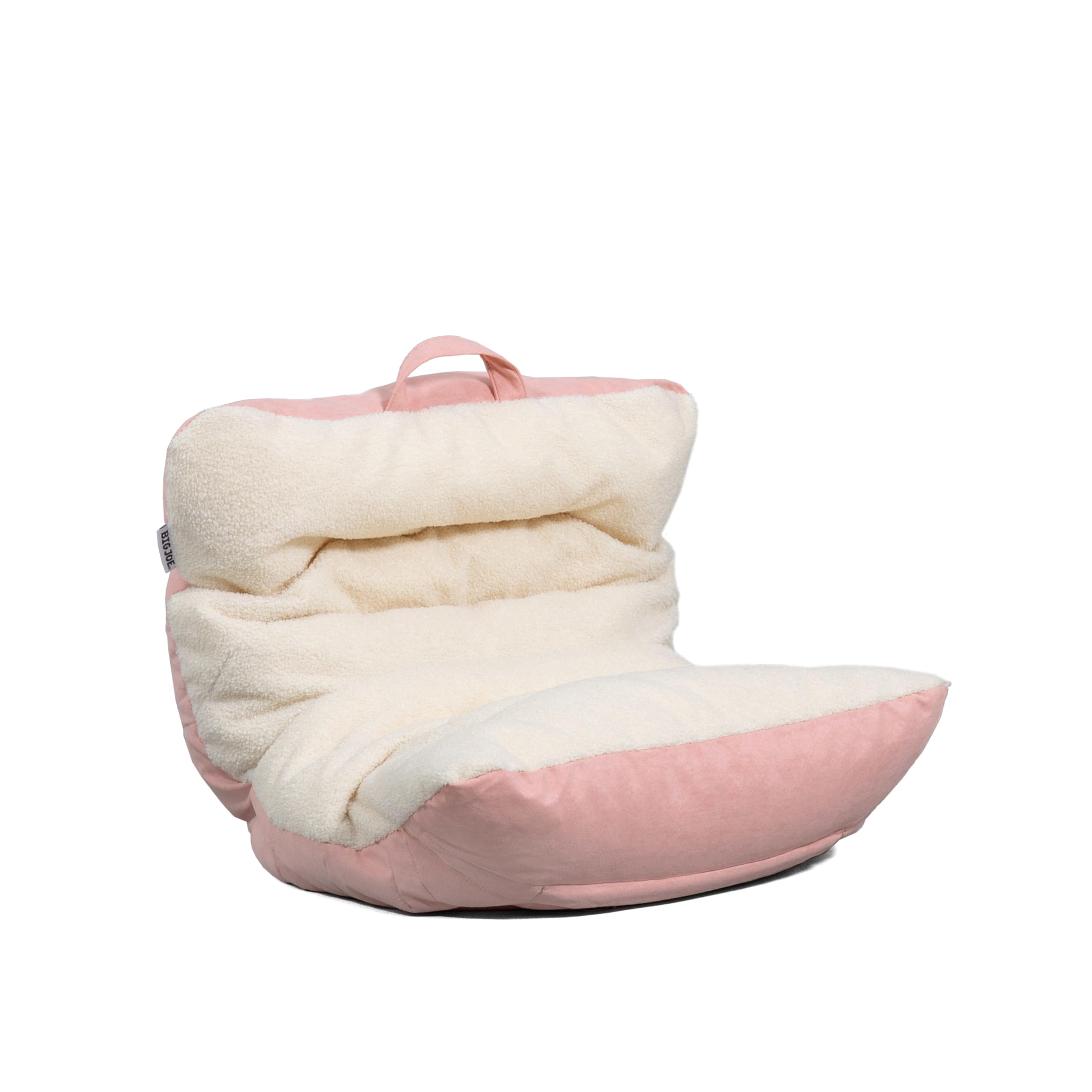 Big Joe Roma Kid's Bean Bag Chair, Oat Sherpa and Desert Rose, Vegan Suede, 2 feet