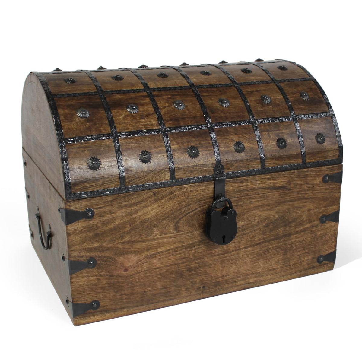 Nautical Cove Pirate Treasure Chest with Iron Lock and Skeleton Key - Wooden Storage and Decorative Box (XXX-Large 21 x 15.75 x 