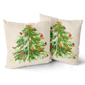 Kawani Watercolor Christmas Tree Throw Pillow Covers 20X20 Inch Green Xmas Tree Decorative Square Pillow Cases Set Of 2 Winter H