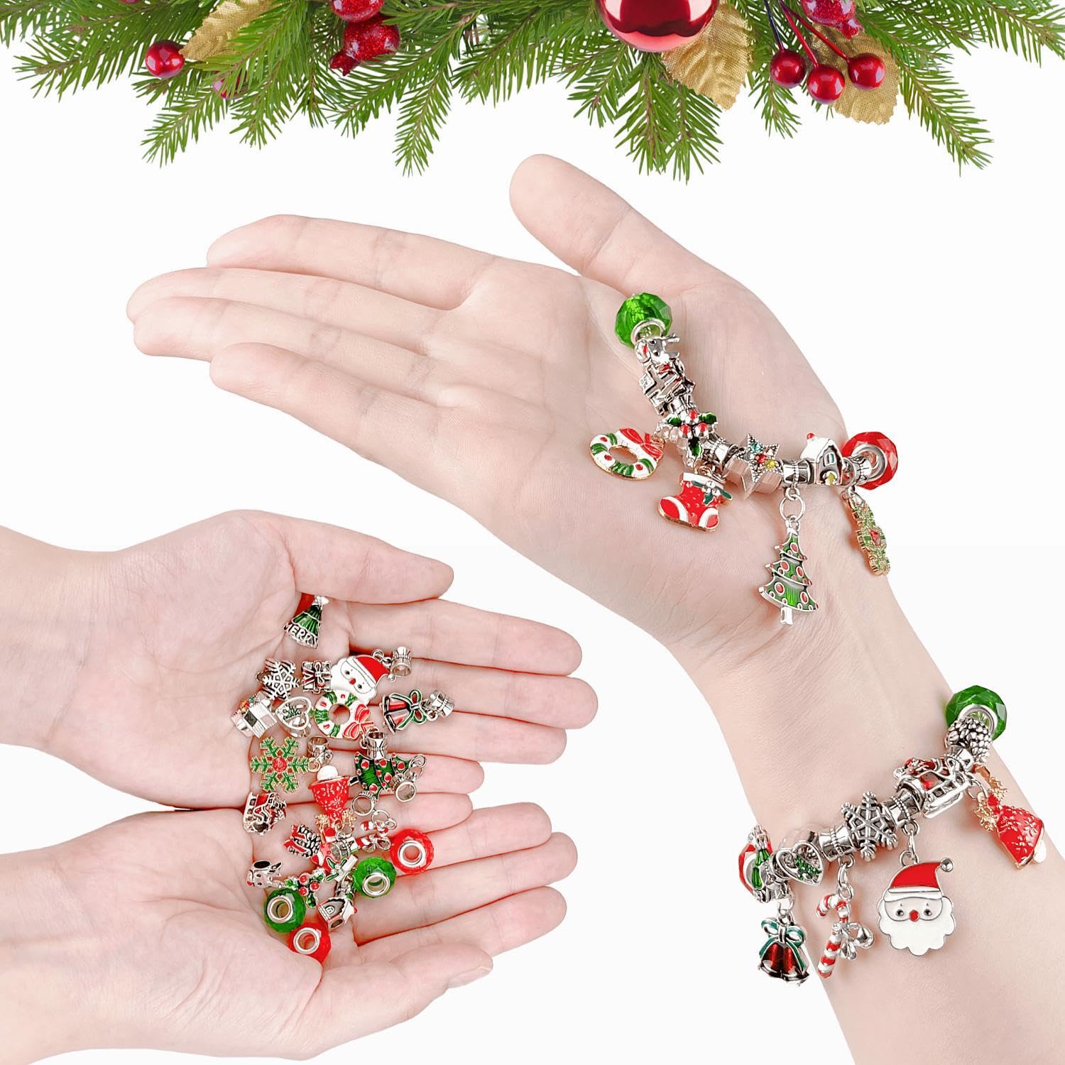 Advent Calendar 2024 Girls, Diy Jewelry Charm Bracelet Making Kit Beads, 24 Days Christmas Countdown Calendar, Stocking Stuffer