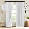 Miulee White Pinch Pleated 100% Blackout Linen Curtains 96 Inch Length 2 Panels Set, Pleat Curtains With Pin Hooks, Black Out Li