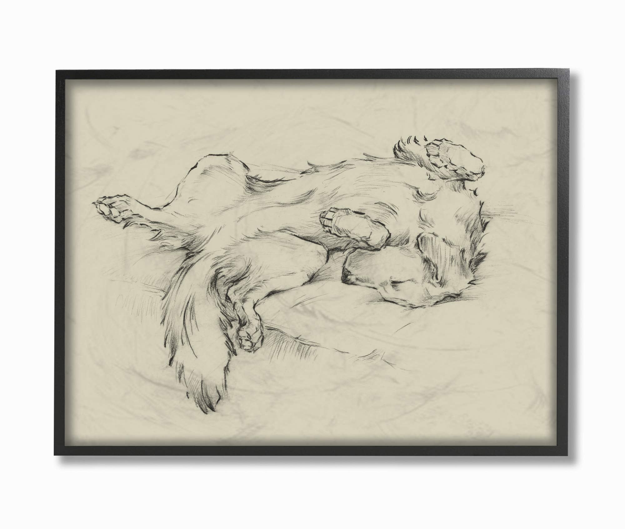 Stupell Industries Dog Napping Pet Animal Drawing Black Framed Wall Art, 11 x 14, Design by Artist Ethan Harper