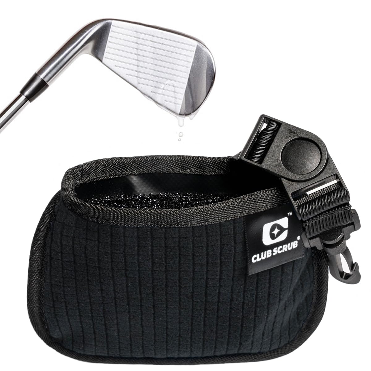Club Scrub Mini, Golf Club and Golf Ball Cleaning Bag, Waterproof Clean Face Technology Liner, Detachable Clip, Machine Washable